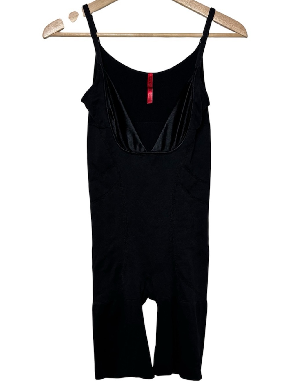 Spanx Invisible Open Bust Mid Thigh Bodysuit XL Black Shapewear Tummy Slimming